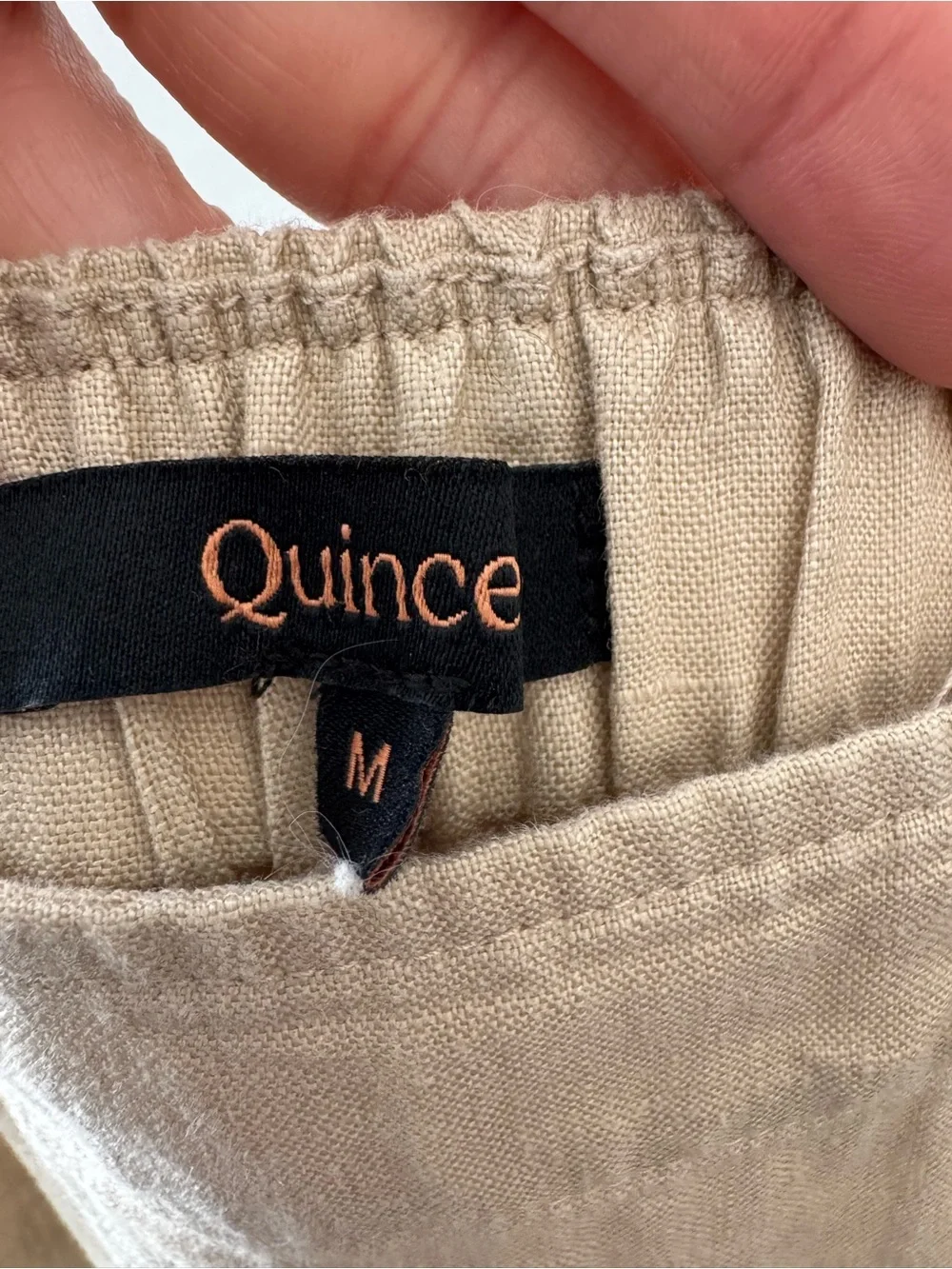 Quince European Square- Neck Linen Jumpsuit- Driftwood Size M